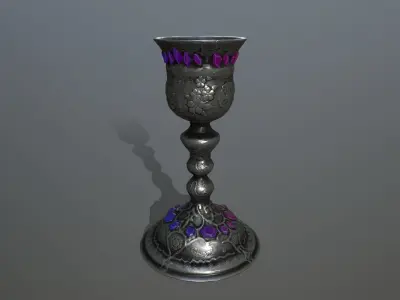 Chalice 5 silver goblet Low-poly 3D model