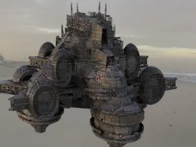 Sci fi Floating platform base 4 3D model