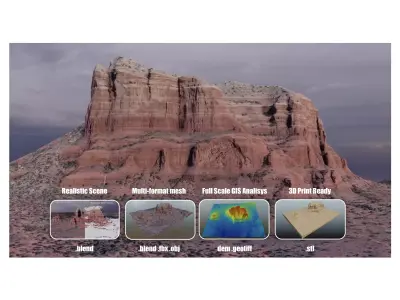 Courthouse Butte and Bell Rock Multipurpose Terrain Model 3D model