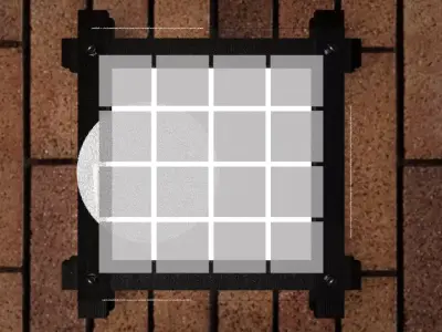 lamp0 square window on brick wall 3D model