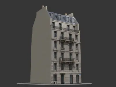 Old Paris House 001 Low-poly 3D model