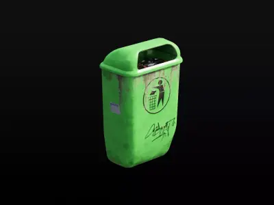 Prague City Street Bin 01 Low-poly 3D model