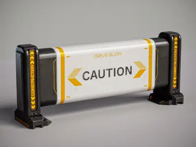 Sci-fi Barricade PBR Low-poly 3D model