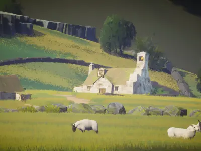 Stylized Countryside Low-poly 3D model