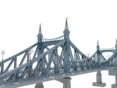 Suspension Type Balanced Cantilever Bridge Low-poly 3D model