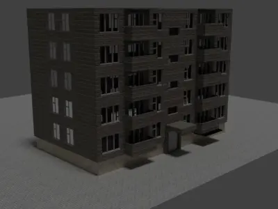 A Soviet building Low-poly 3D model
