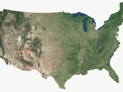  USA sat and topo with Alaska, Hawai detailed relief PBR map environment 