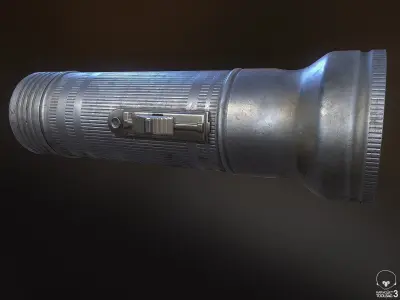Soviet Flashlight Low-poly 3D model