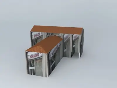 Residential building and shops Free 3D model