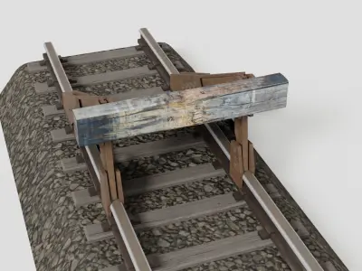 Wornrailway buffer Low-poly 3D model