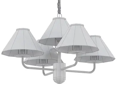 TOWNER four light chandelier in brass with shades 3D model