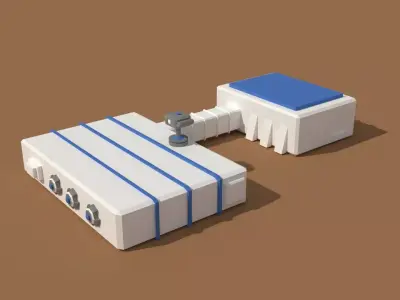 Low Poly Scifi Hangar 2 Low-poly 3D model