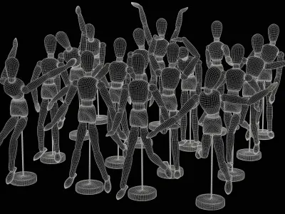 Mannequin Clone Army 16 3D Scans with PBR Textures Low-poly 3D model