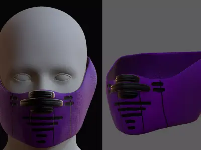 Gas mask helmet 3d model scifi Low-poly  Low-poly 3D model