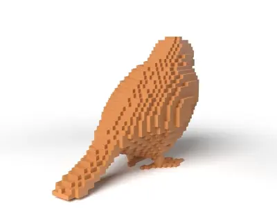 Sparrow Minecraft Voxel Low-poly 3D model