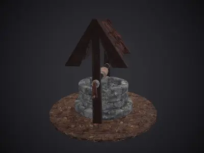 Low Poly Well model water Free low-poly 3D model