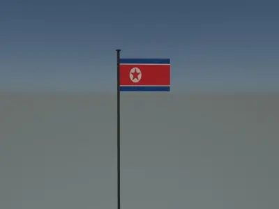North korea flag Free low-poly 3D model