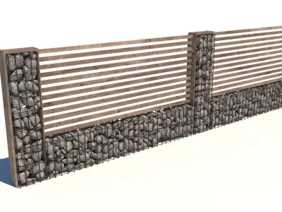 Gabion fence Low-poly 3D model