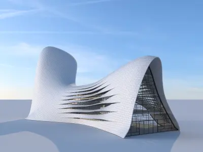 Futuristic building 3D model 2