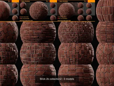 BRICK PBR 2K TEXTURE PACK VOL 1 TO 9 Texture