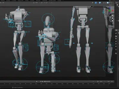 Rigged Battle B1 Droids Star Wars 3D model