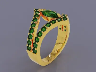 Prong set round and marquise diamonds bypass ring Free 3D print model