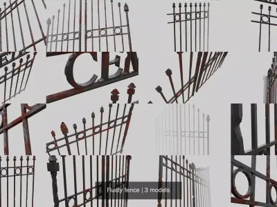 Rusty fence 3D Model Pack