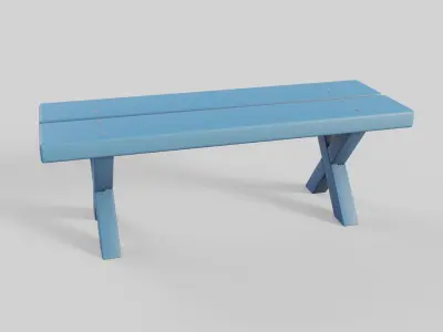 Cartoon Bench 2 Low-poly 3D model