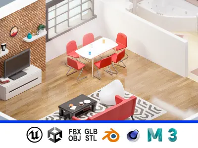 Room 38 Low-poly 3D model