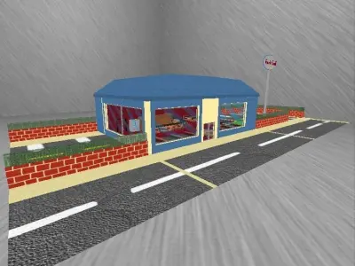 Fast Food Diner Low-poly 3D model