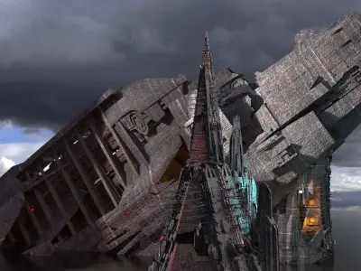 Elite Tower Ruins Submerged Kit bash 2 3D model