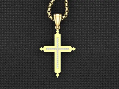 High Cross Pendant Light Gold 18K 3CP099 3D model