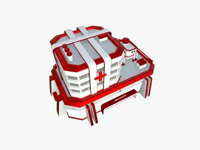 SciFi Hospital A05 Red - Sci Fi Exterior Design Low-poly 3D model