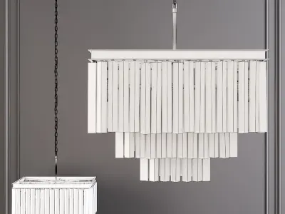 RH 1920S ODEON CLEAR GLASS FRINGE SQUARE 3-TIER Nickel 3D model