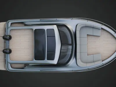 Stylish Cabin Cruiser Silver Metallic  3D model