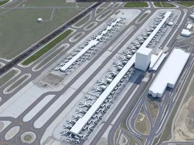 Detroit Airport 12km Low-poly 3D model