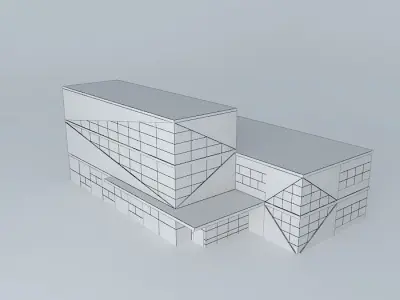 Exterior building with triangles Free 3D model