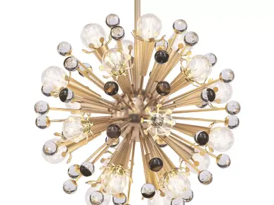 IMPULSE modern chandelier with gold and crystals 3D model