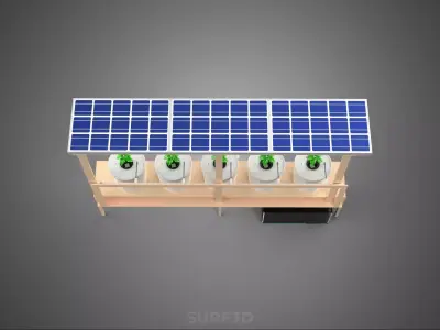 IOT SOLAR ENERGY HYDROPONIC PLANT BUCKET POT GARDEN CULTIVATION 3D model