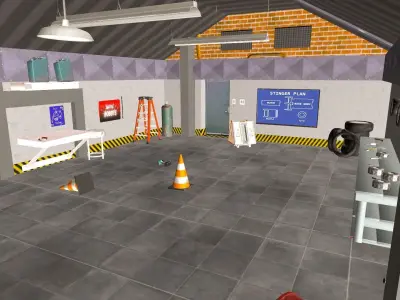 Low poly Battle bot Garage Low-poly 3D model