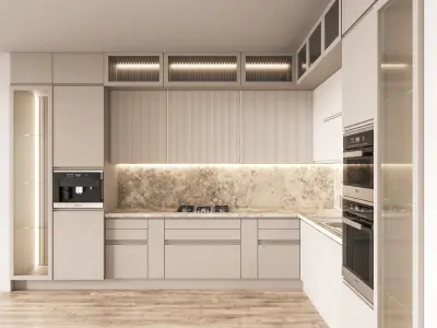 Kitchen004 kitchen with cabinets and wood floors Low-poly 3D model