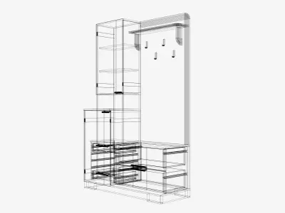 hallway 3 wardrobe with drawers and shelves 3D model