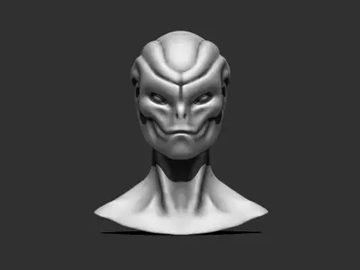 Alien Bust 9 - Detailed Alien Bust - 3D Model for Printing 3D print model