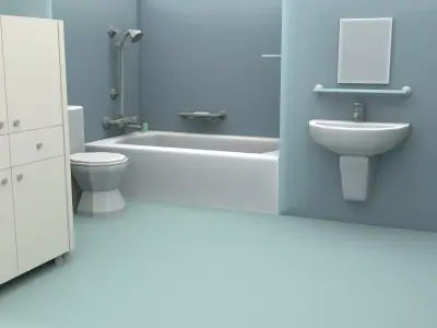 Cartoon Bathroom Low-poly 3D model