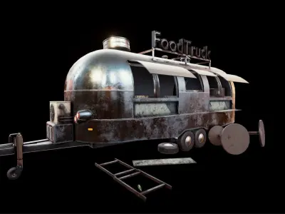 Game-ready Food Truck Pack With project files Low-poly 3D model
