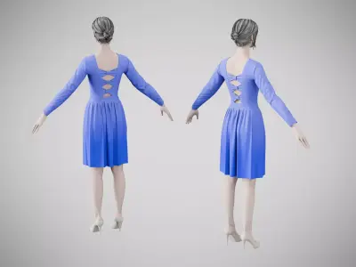 Dress 05 Very Light Blue Low-poly 3D model