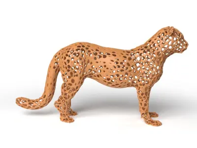 Leopard Voronoi Low-poly 3D model