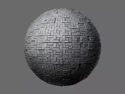 Basket Weave Stone Pavers Seamless PBR Material Texture