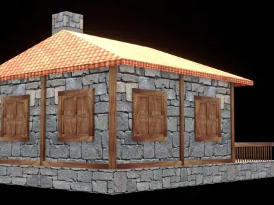 medieval house low poly village town residential game ready 39 Low-poly 3D model