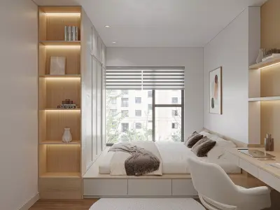 Japandi Bedroom 01 3D model